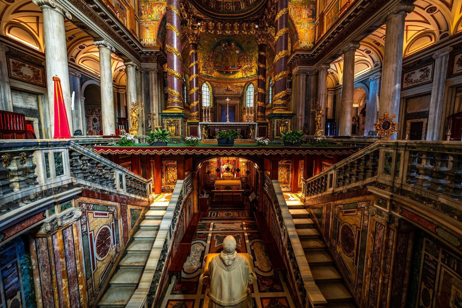 Interior of Baroque Basilica of Saint Mary Major in Rome